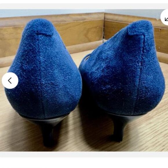 TROTTERS BLUE SUEDE KITTEN HEEL CUSHIONED Comfort PUMPS 7.5 M Shoes - Picture 4 of 7